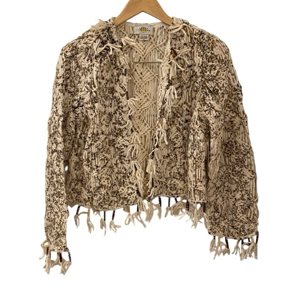 Sandy Starkman Crochet Fringe Beaded Boho Jacket - Picture 5 of 9